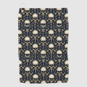 Gothic schedels en blauwe bloemen golfhanddoek