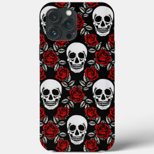 Gothic schedels en Rozen Case-Mate iPhone Case