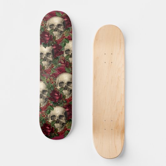  Gothic Schedels en Rozen Persoonlijk Skateboard (Voorkant)
