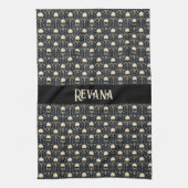 Gothic Schedels met Blauwe Bloemen Theedoek (Verticaal)