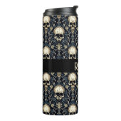 Gothic Schedels met Blauwe Bloemen Thermosbeker (Gedraaid links)