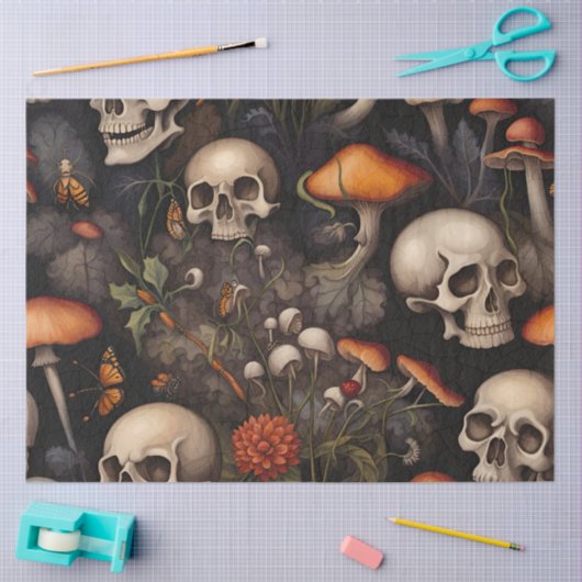 Gothic schedels Paddestoel Insecten Weefsel Decoup Tissuepapier (Craft)