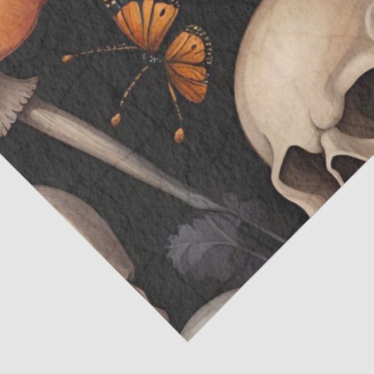 Gothic schedels Paddestoel Insecten Weefsel Decoup Tissuepapier (Detail)