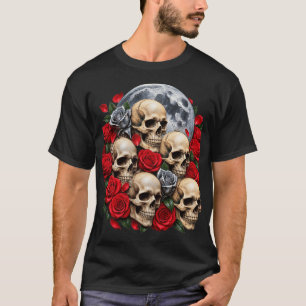Gothic Schedels & Rode Rozen T-Shirt Vintage Blo