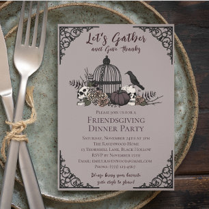 Gothic Schedels & Rozen Geef Dank Friendsgiving Kaart