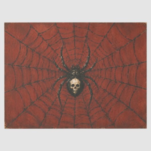 Gothic Schedelspin Rode Web Decoupage Tissuepapier (Voorkant)