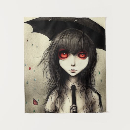 Gothic School Girl Hanging Tapestry Wandkleed (Voorkant)