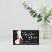 Gothic Script Boot Black Tattoo Artist Visitekaartje (Staand voorkant)