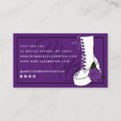 Gothic Script Boot Paarse Tattoo Artiest Visitekaartje (Achterkant)