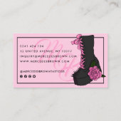 Gothic Script Boot Pink Tattoo Artist Visitekaartje (Achterkant)