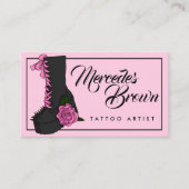 Gothic Script Boot Pink Tattoo Artist Visitekaartje (Voorkant)