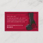 Gothic Script Boot Red Tattoo Artist Visitekaartje (Achterkant)