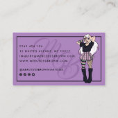 Gothic Script Cartoon Girl Paarse Tattoo Artiest Visitekaartje (Achterkant)