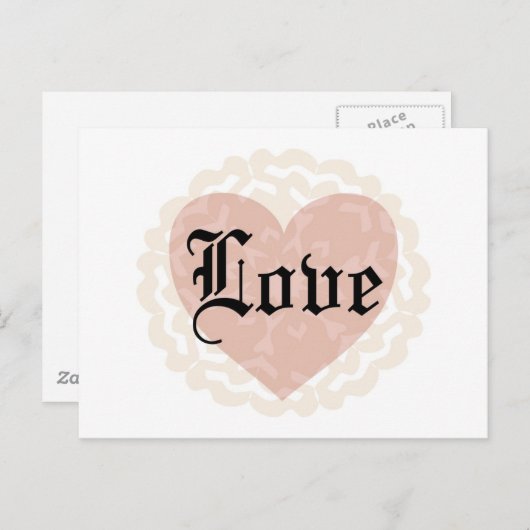 Gothic Script Love with Heart Briefkaart (Voorkant / Achterkant)