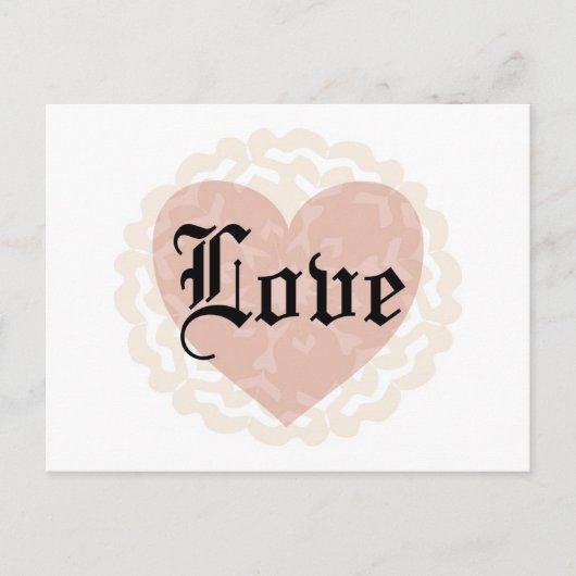 Gothic Script Love with Heart Briefkaart (Voorkant)
