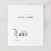 Gothic Script Wedding Reception Table Name Plaatskaartje (Buitenkant ongevouwen)