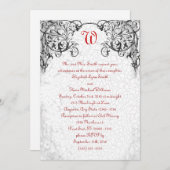 Gothic Scroll Monogram Wedding Uitnodiging (Voorkant / Achterkant)