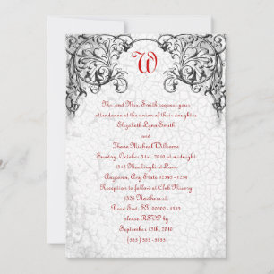 Gothic Scroll Monogram Wedding Uitnodiging