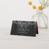 Gothic Scrollwork Wedding Table Burgundy ID866 Plaatskaartje (Achterkant)