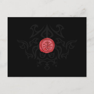 Gothic Sealing Wax Zwart & Wit RSVP-kaart Briefkaart