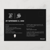 Gothic Sealing Wax Zwart & Wit RSVP-kaart Briefkaart (Achterkant)