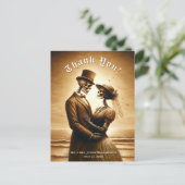 Gothic Sepia Skeleton Couple Wedding Thank You Briefkaart (Staand voorkant)