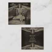 Gothic  Sepia Skeleton Tattoo Shop Vierkante Visitekaartje (Voorkant / Achterkant)