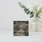 Gothic  Sepia Skeleton Tattoo Shop Vierkante Visitekaartje (Staand voorkant)