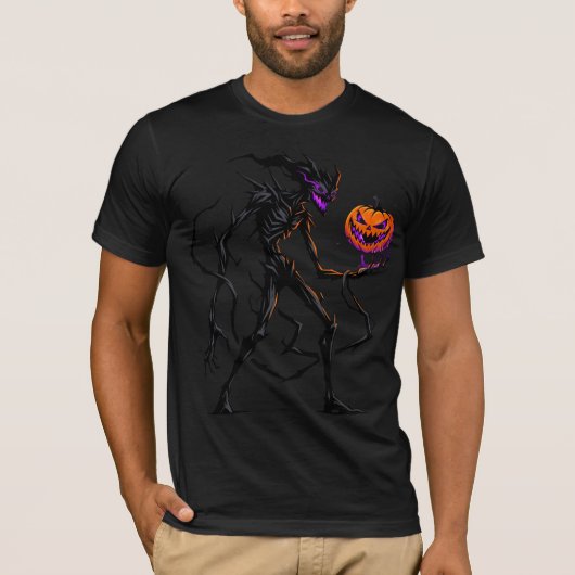 Gothic Shadow Monster met Jack o Lantern T-shirt (Voorkant)