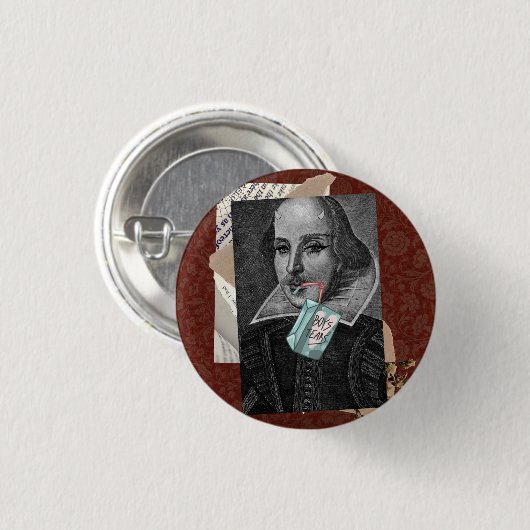 Gothic Shakespeare Pin Ronde Button 3,2 Cm (Voorkant /achterkant)