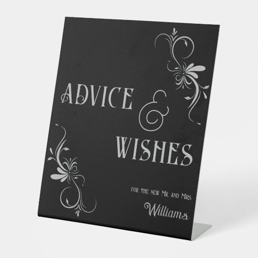 Gothic Silver Advies & Wishes Whimsigoth Wedding Reclamebord Met Voetstuk (Voorkant)