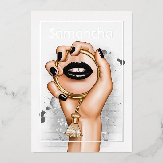 Gothic Silver en Gold Glam Chic Spa Party Folie Uitnodiging (Voorkant)