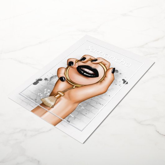 Gothic Silver en Gold Glam Chic Spa Party Folie Uitnodiging (Gedraaid)