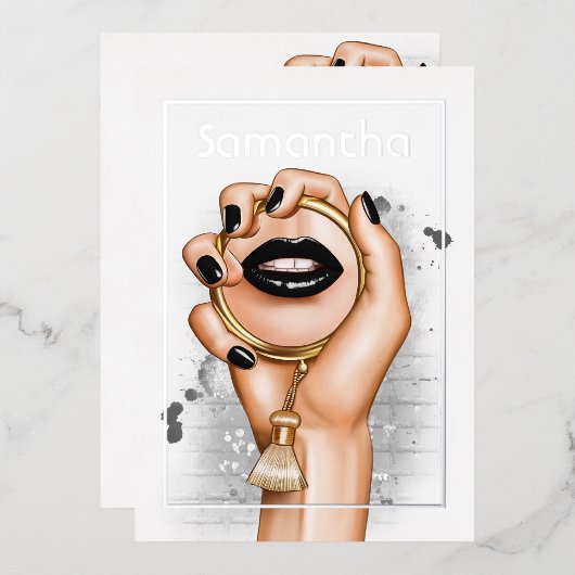 Gothic Silver en Gold Glam Chic Spa Party Folie Uitnodiging (Voorkant / Achterkant)