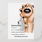 Gothic Silver en Gold Glam Chic Spa Party Folie Uitnodiging (Achterkant)