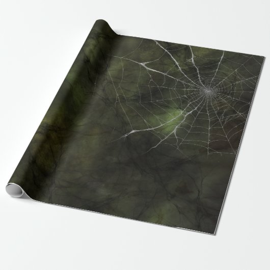 Gothic Silver Web Distressed Wrapping Paper Cadeaupapier (Uitgerold)