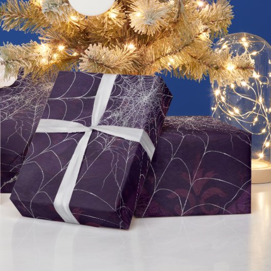 Gothic Silver Web Distressed Wrapping Paper Cadeaupapier (Feestdagen)