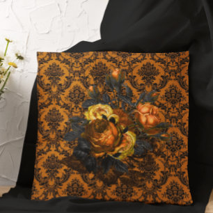Gothic Sinaasappel Zwart Kant Bloem Halloween Kussen