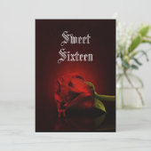 Gothic Single Red Rose Sweet 16 Kaart (Staand voorkant)