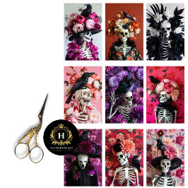Gothic Skelel Schedel Junk Journal Decoupage  Tissuepapier