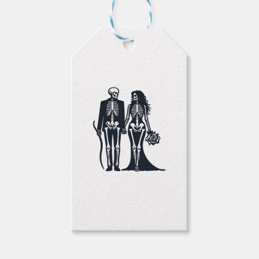 Gothic Skelet Bruid & Bruidegom – Tot de Dood Ons Cadeaulabel (Voorkant)