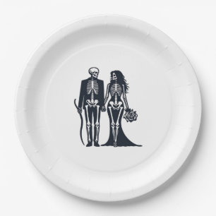 Gothic Skelet Bruid & Bruidegom – Tot de Dood Ons Papieren Bordje