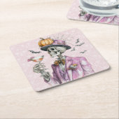 Gothic Skelet Cocktailparty Halloween Kartonnen Onderzetters (Schuin)