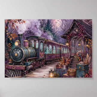 Gothic Skelet Express Treinstation Whimsigoth Poster