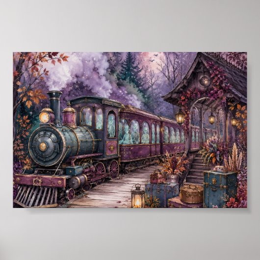 Gothic Skelet Express Treinstation Whimsigoth Poster (Voorkant)