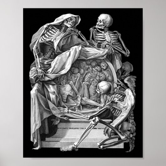  Gothic Skelet Gravure Memento Mori Hallo Poster (Voorkant)