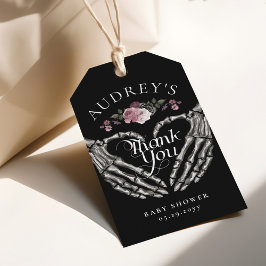 Gothic Skelet Handen Hart Baby shower Dank u Cadeaulabel
