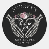 Gothic Skelet Handen Hart Baby shower Dank u Ronde Sticker (Voorkant)