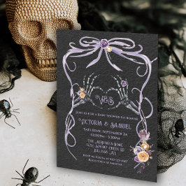 Gothic Skelet hart boog waterverf baby shower Kaart