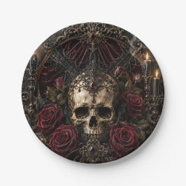 Gothic Skelet Koppel Halloween Feestbord Papieren Bordje